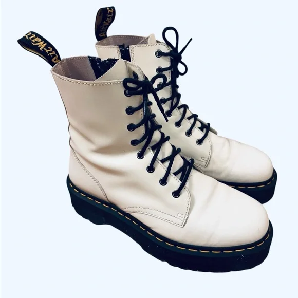 DR. MARTENS Jadon Platform Boots UNISEX Mens Size 10 / Ladies Size 11 White 3233 Jadon III Boot Pisa Leather Platforms in Vintage Taupe | Dr  main image 4